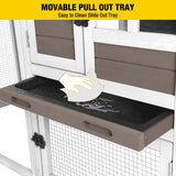 Aivituvin 51.6''L Rabbit Hutch Outdoor Chicken Coop Indoor Bunny Cage with Run,Guinea Pig House Pull Out Upper Tray (51.6" L x 25.2" W x 36.2" H, Brown-1 Set) Aivituvin