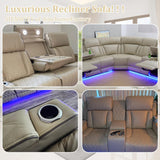 SIENWIEY Leather Recliner Sofa Set with LED Light, Power Reclining Couch Set with USB Port, Leather Couch Set 2 Pieces for Living Room Home Theater Seating（Beige，Sofa and Loveseat） SIENWIEY