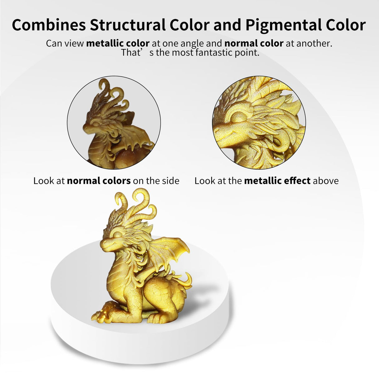 YOUSU 3D Printer Metallic Resin,Fast Curing 3D Metal Printing Bronze Resin 1KG, Magical Metallic Effect Photopolymer Brass Color Resin for LCD DLP 3D Printing (1000g,Metal Gold) Yousu