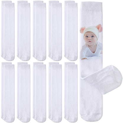 Geyoga 12 Pairs Blank White Sublimation Socks, Tube Socks for Men Women, Sublimation Print Ready Socks for Adult DIY Socks