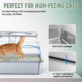 Stainless Steel Cat Litter Box: Enclosed Cat Litter Boxes with Lid - Extra Large Metal Kitty Litterbox with High Sides Top Entry XL Litter Pan Tray for Big Cats Anti-Leakage BEST JAJA