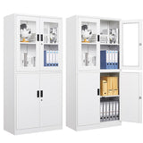 Letaya Storage Cabinet with Doors and Shelves,71" Steel Locker Acrylic Glass Door with Lock, for School Home Office Letaya