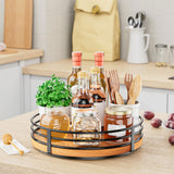10" Lazy Susan Turntable Organizer - Wood Round Lazy Susan for Cabinet Kitchen Countertop Dining Table Pantry Cupboard Bathroom Coffee Bar Storage Home Decor OVICAR