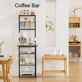 BUTUNITA Coffee Bar Station with 5 Tiers - Small Coffe Bar Kitchen Shelf with 4 S-Shaped Hooks - Corner Storage Baker's Rack for Small Spaces, Entryways, and Living Rooms BUTUNITA