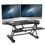 Mount-It! Adjustable Height Standing Desk Converter, Extra Large 48” Wide Tabletop for Dual Monitors, Stand Up Desk Riser to 19.25" Tall - Electric Raising Desk Convertor in Black Mount-It!