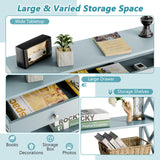 GOFLAME 3-Tier Sofa Tables, Long Narrow Console Table with Large Drawer & 2 Open Storage Shelves, Wooden Entry Table, Modern Entryway Table with Storage for Living Room, Entryway, Hallway (Green) GOFLAME