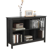 TaoHFE Short Bookshelf with 2-Layer 5 Cube Shelf,Wooden Bookcase Modern Minimalist Style, Horizontal Bookshelf for Living Room, Classroom, Bedroom, Book Shelf with Storage Cube Bookcase, Black TaoHFE