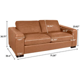 Naomi Home Oversized Genuine Leather Modern Loveseat Sofa - Small Love Seat Sofas Couch - Mid-Century Living Room Furniture Couch, Eco-Friendly Corner Loveseats - Tan Naomi Home