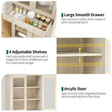 Curlaky Kitchen Pantry Cabinet with Arcylic Doors and Adjustable Shelves - 72" Tall Storage Cabinet Freestanding Cupboard with Drawer, Food Pantry Cabinet, Wood Storage Cabinets for Dining Room, White Curlaky