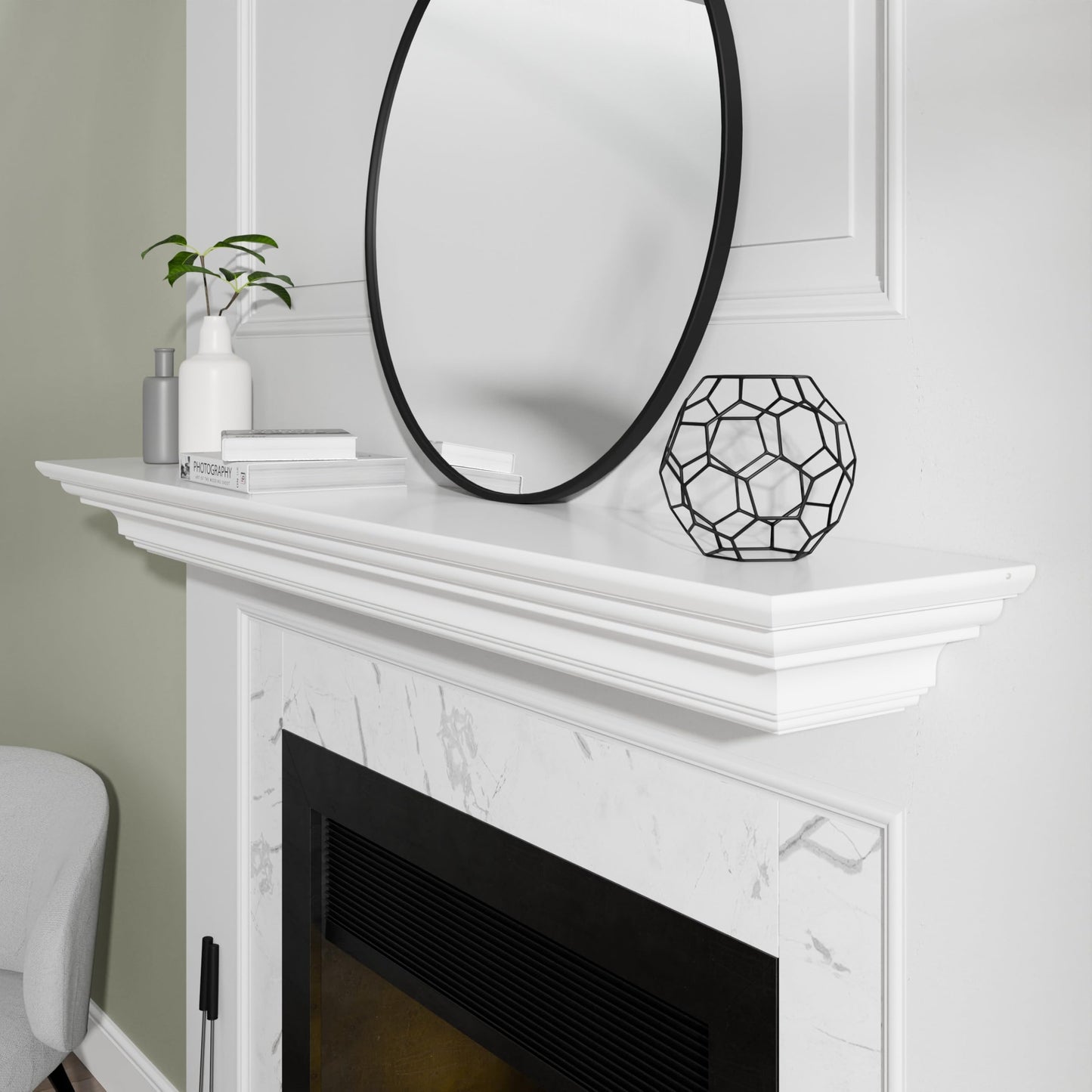 Pearl Mantels Shelves Clean and Sophisticated Painted MDF Mantel Shelf, 48", Crisp White