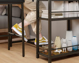 Gizoon Retro Dining Table Set for 2 with 3 Storage Shelves and PU Cushion Chairs Gizoon