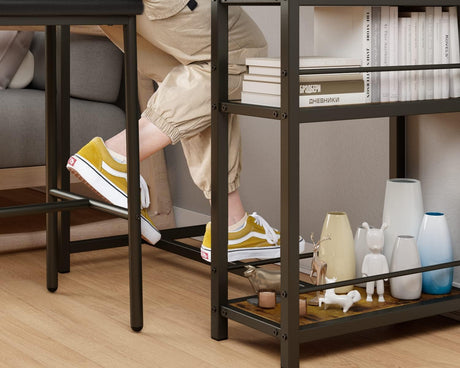 Gizoon Retro Dining Table Set for 2 with 3 Storage Shelves and PU Cushion Chairs Gizoon