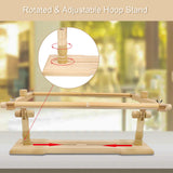 Rotated Table Embroidery Frame Stand - Adjustable Cross Stitch Scroll Frame, Beech Wood Quilting Frame Needlepoint Holder Stretch Bar for Stitching Sewing Craft guofa