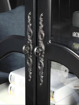 Farmhouse Arched Display Cabinet Bookcase Bookshelf with Glass Doors and Adjustable Shelves, 72" Tall 6 Tiers French Country-Inspired Wooden Curio Cabinet for Living Room, Office (Distressed Black) ZESTO PASSION FOR LIVE