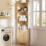 ROMMAK Corner Cabinet, 67'' Tall Corner Storage Cabinet with 2 Barn Doors and Adjustable Shelves for Living Room, Kitchen, Bathroom, Laundry Room, Natural Wood ROMMAK