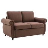 Merax Sleeper Couch Small Sofa for Living Room or Bedroom Including Pull Out Bed Sofabed, Compact, Brown w/Mattress Merax