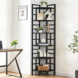 HOMISSUE Corner Shelf, 6 Tier Tall Narrow Bookshelf 76.9", Industrial Corner Bookcase with Storage for Home Office Living Room and Bedroom, Black HOMISSUE
