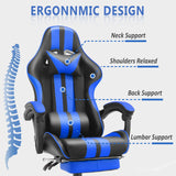 Ferghana Gaming Chairs with Footrest,Computer Game Chair,Massage Gaming Chairs,Christmas,Xmas Gift,PC Gaming Chairs for Adults Teens for Gaming Live Streaming Room(Navy Blue,Racing Version) Ferghana
