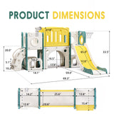 8 in 1 Toddler Slide Set, Kids Slide for Toddlers, Toddler Climber Slide PlaySet with Basketball Hoop,Outdoor Indoor Playground for Toddlers Upgraded MOCUTEEN