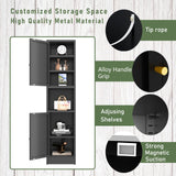 YAUWOH Black Tall Metal Storage Cabinet,Metal Locker Storage Cabinet with 3 Adjustable Shelves and 2 Doors,Narrow Sideboard for Small Spaces, Living Room, Home Office, Dining Room YAUWOH