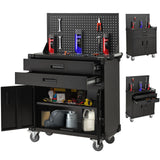 Danrelax 52" Mobile Workbench with Pegboard & Drawers - Heavy-Duty Garage Tool Bench with Lockable Storage, Cold-Rolled Steel, 4 Swivel Casters, Black Danrelax