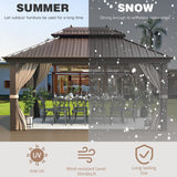 EROMMY 12' X 16' gazebos on Clearance, Hardtop Gazebo Aluminum Gazebos with Galvanized Steel Double Roof for Patio Lawn and Garden, Curtains and Netting Included, Dark Bronze EROMMY