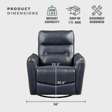 Lexicon Swivel Glider Reclining Chair, Top Grain Leather Match Manual Recliner, Comfy Nursery Glider Recliner, Swivel Reclining Chair for Living Room/Office/Bedroom/Apartment, Dark Blue Lexicon