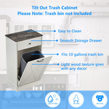 Bocarali Tilt Out Trash Cabinet, 10 Gallon Wood Free Standing Laundry Sorter Trash Can with Drawer, Kitchen Garbage Can Recycling Bin Cabinet for Living Room Bathroom, White Bocarali