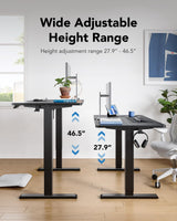 HUANUO 40" x 24" Electric Standing Desk Adjustable Height, 4 Memory Height Settings, Headphone Hook, Cable Manager, Sit Stand Up Desk for Home Office & Computer Workstation, Black HUANUO