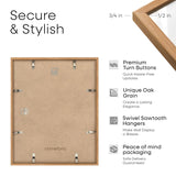 Homeforia 11x14 Picture Frame Wood, Premium Oak Wood Frames 11x14 with 8x10 Mat, 11 x 14 Natural Wooden Photo Frame for Wall, Tempered Glass, Wall Hook Included, Set of 1 Homeforia