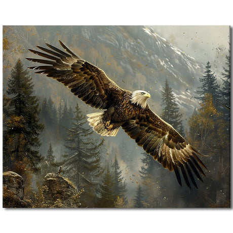 Paint by Number for Adult, Majestic Bald Eagle Paint by Numbers, Autumn Forest Adult Paint by Numbers Kits on Canvas with 3 Paintbrushes and Acrylic Pigment, 16X20 Inch Frameless TUMOVO