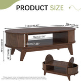 Coffee Table with Storage,Mid Century Modern Coffee Tables with 2 Flip-Top Hidden Lids,Fluted Coffee Table,Wood Center Tables for Living Room Home Office (Walnut Color) Mxtxmy