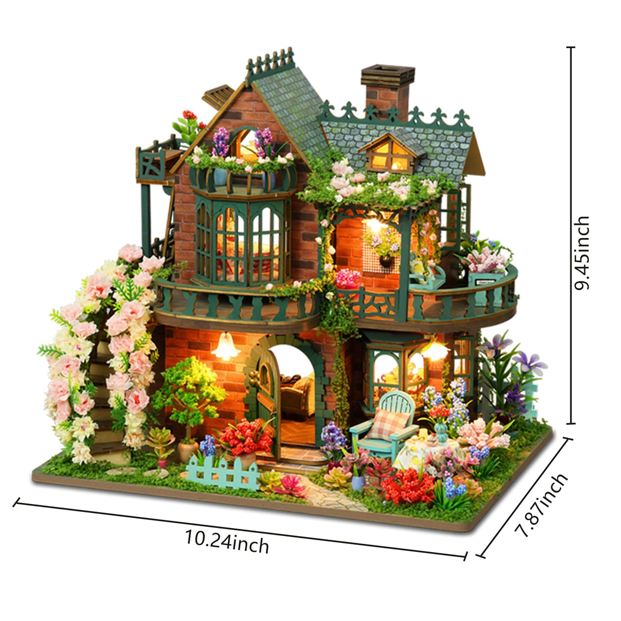 Plustopoy DIY Miniature House Kit - DIY Mini House Building Kit - Wooden Dollhouse Miniature Kit -Tiny Garden House Diorama Building Kits with Light - 3D Puzzle Adult Craft Unique Gift Plustopoy