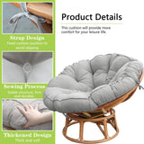 Bextile Papasan Chair Cushion, Papasan Cushion Only, 52 inch Papasan Cushion, Thickened Overstuffed Round Cushion (Gray, 52in) Bextile