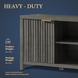 OAKHAM HOME Fluted TV Stands for Living Room, Heavy Duty Entertainment Center with Storage, Mid Century Modern Television Stands for 50/55/60/65 TV, Oxford Media TV Console (Medium,Midnight Oak) OAKHAM HOME