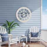 RiteSune 24 Inch Large Farmhouse Wall Clock, Rustic Wall Clock Decor, Wooden, Non-Ticking, Easy to Hang for Living Room, Bedroom, Kitchen RiteSune