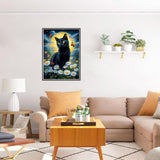 HEIBAGO 5D Diamond Painting Kits for Adults, Black Cat Full Drill Diamond Painting Kits for Beginner,DIY Moon Round Diamond Dots for Adults Gem Art Home Wall Decor 12 x 16 in HEIBAGO