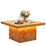 YITAHOME Coffee Table Square LED Coffee Table, Burl Wood Grain Tea Coffee Tables for Living Room/Apartment, Modern Wooden Center Table for Office Decor, Burl Wood YITAHOME