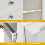 DWVO Tilt Out Laundry Hamper, Laundry Hamper Cabinet with Shelf Hidden Laundry Hamper, Bathroom Hamper with Storage with Removable Laundry Basket and Drawer, White DWVO