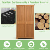 Goplus Outdoor Storage Cabinet, Wooden Storage Shed with Latch, Detachable Shelves & Weather Resistant Pitch Roof, Vertical Garden Tool Organizer for Outside Yard Patio Deck Goplus