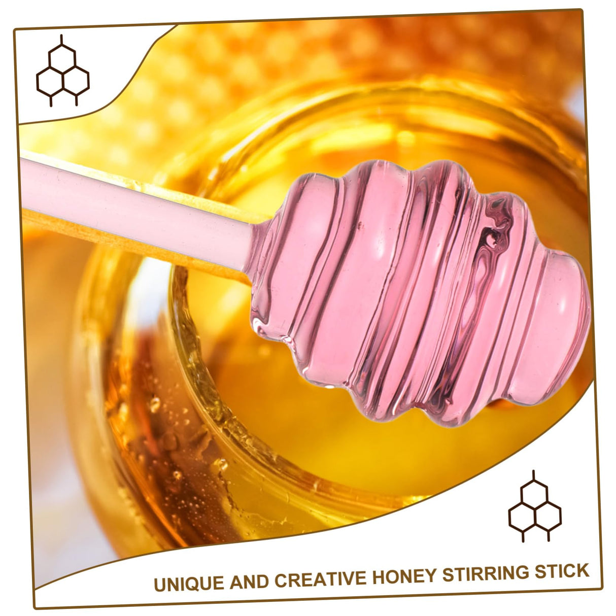 VINTORKY 2pcs Honey Stirrer Syrup Dispenser Honey Spoons for Beverage Stirrer Honey Stirring Spoon Sauce Grill Basting Mop Grilling Honey Dispenser Stick Mini Honey Pot Pink Glass re-usable VINTORKY