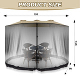Wesnoy 13-15 ft Umbrella Mosquito Netting Patio Mosquito Netting with Double Zipper Door Patio Umbrella Screen Enclosure Mesh Mosquito Umbrella Canopy Mesh Net Screen for 10'x10' Pop up Gazebo, Black Wesnoy