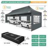 COBIZI Heavy Duty 10x30 Party Tent, Commercial 10x30 pop up Canopy for Parties Waterproof Gazebos with 8 Sidewalls, All Season Wind & Waterproof UPF50+,Stable Thickened Frame COBIZI