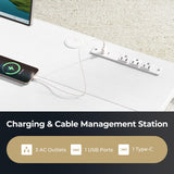 AODK Electric Standing Desk with Drawers & Keyboard Tray, 55 Inch Height Adjustable Desk with Power Outlets, Sit Stand Table, Writing Computer Desk for Home, Office, Workstation, White AODK