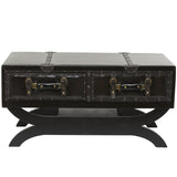 Deco 79 Faux Leather Living Room Coffee Table Vintage Faux Leather 2 Drawer Table with Curved Style Leg Stand, Center Table 40" x 19" x 21", Brown Deco 79