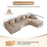 DAMAIFROM Oversized L Shape Sectional Sofa with Chaise, 134" W L-Shaped Sectional Couches with 63" D x 40" W Chaise Lounge Boneless Chenille Sofas for Large Living Room, Camel DAMAIFROM