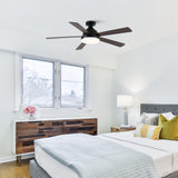 ELEVARAWOOD Black Ceiling Fan with Light, 52 Inch Outdoor Ceiling Fans with Lights and Remote, Modern Indoor Bedroom Ceiling Fan Noiseless, Reversible Blades, DC Motor ELEVARAWOOD