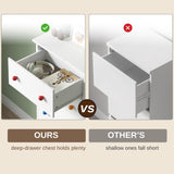 LIKIMIO Small Dresser Tall, 6 Drawer Tall Skinny Dresser with Colorful Handles, Chest of Drawers for Bedroom, 51.5" H Modern Wooden Floor Storage Cabinet with Metal Sliding Rail, White LIKIMIO