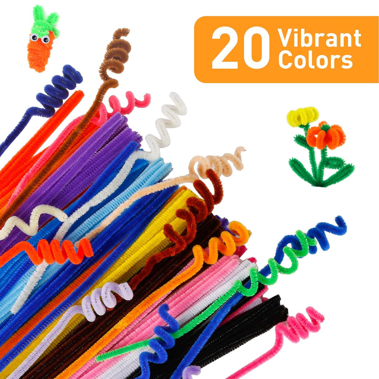 Caydo 200 PCS Thick Pipe Cleaners Craft Supplies Multi-Color Chenille Stems for Art and Craft Projects Creative DIY Decorations (12inch x 6mm) Caydo