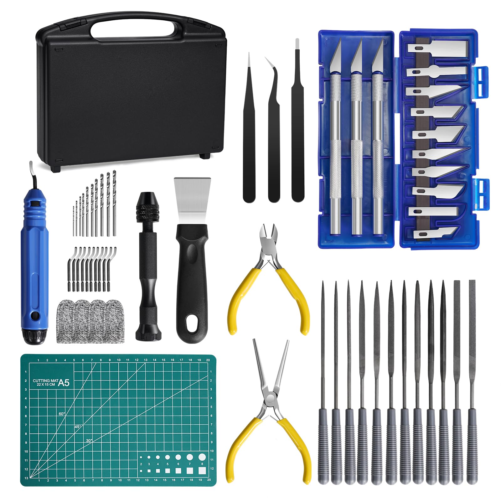 3D Printer Tools Kit, 58 PCS 3D Printer Accessories Kit Includes Deburring, Removal Tools, Cutters etc, RealPlus 3D Printing Tools for Remove, Smoothing, Finishing, Drilling, Deburring， Cravi - WoodArtSupply